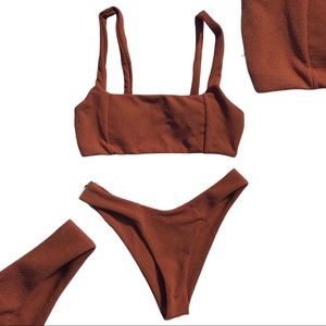 SHEIN Textured High Cut Bikini Set - Size 6 (M)